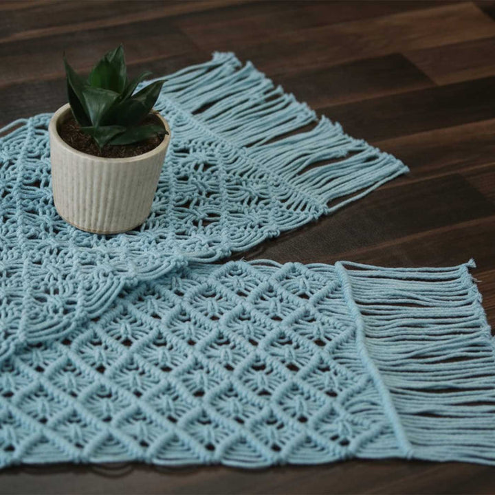 Handmade Macrame Diamond Design Cotton Table Runner