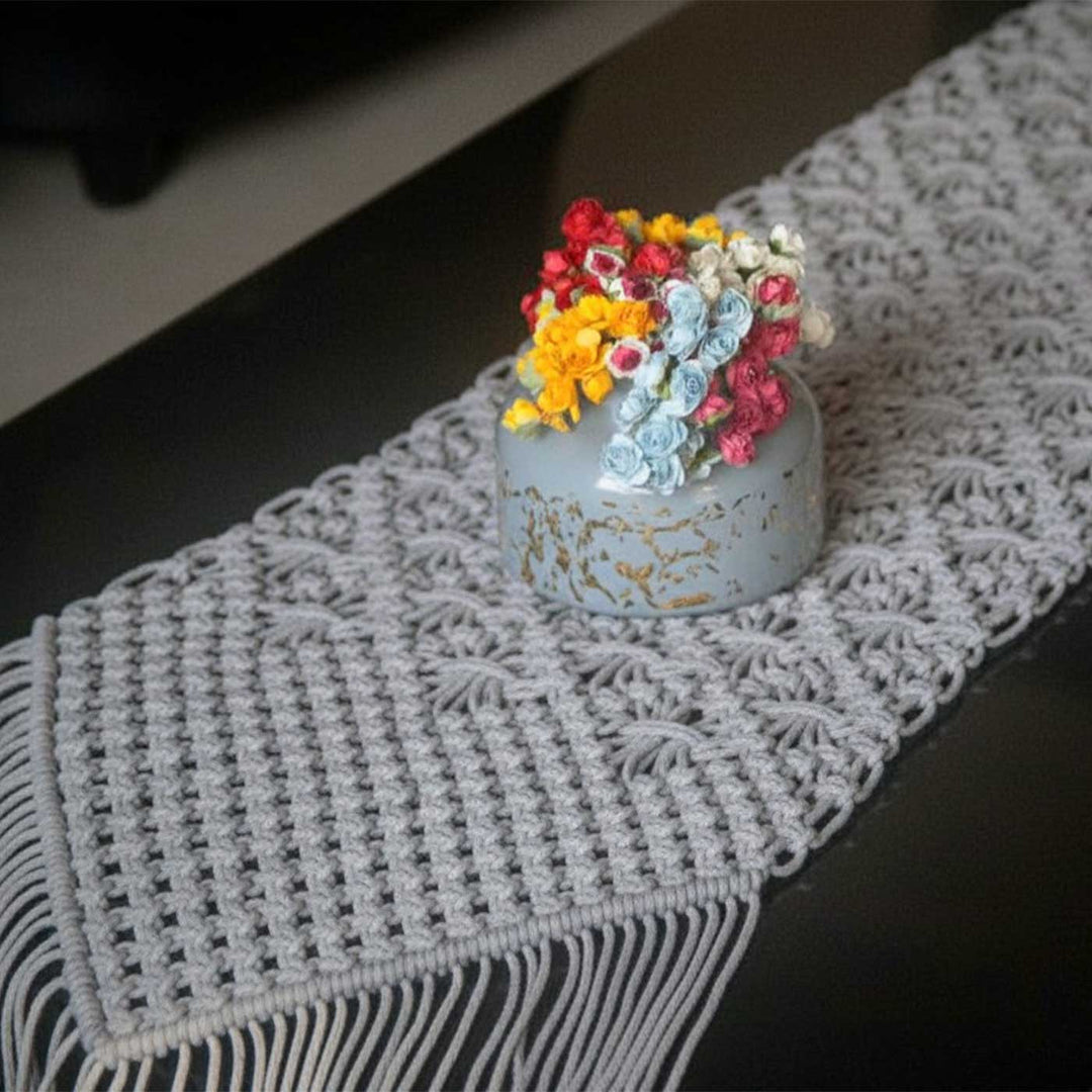 Handmade Macrame Stripe Design Cotton Table Runner