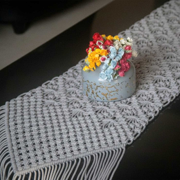 Handmade Macrame Stripe Design Cotton Table Runner