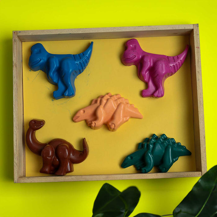 Handmade Non-Toxic Jumbo Dinosaur Crayons | Set Of 5