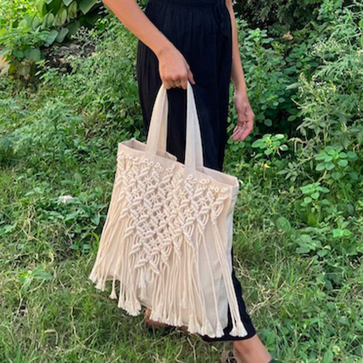 Handmade Macrame Grocery Tote Bag