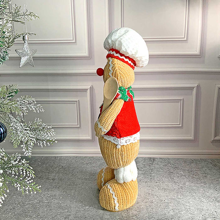 Spoon Gingerbread Self-Standing Man Woolen Decor For Christmas Table Decoration