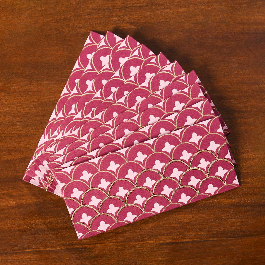 Handmade Embroidered Scallop Paper Envelopes | Set Of 10