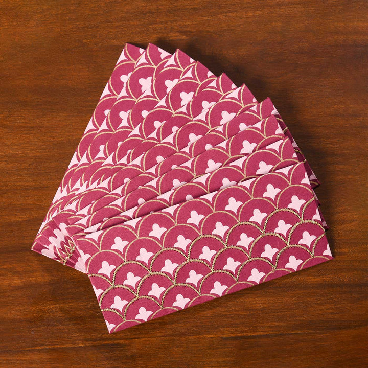 Handmade Embroidered Scallop Paper Envelopes | Set Of 10
