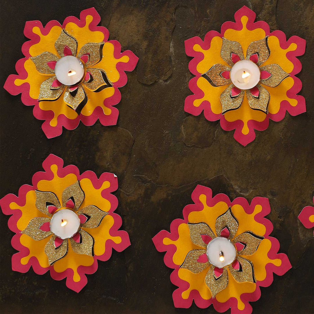 Handmade Alpana Rangoli Design Paper Tealight Holder