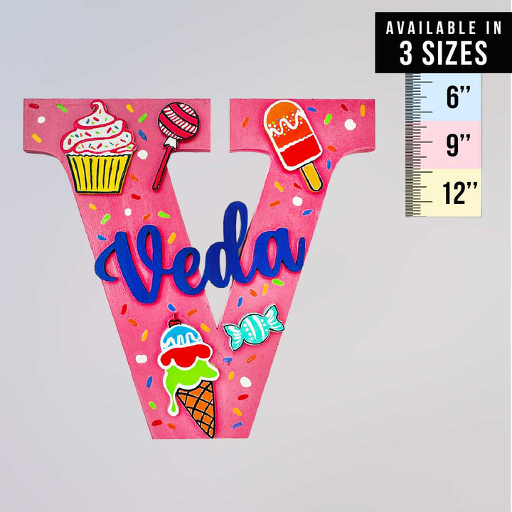 Personalized Hand-painted Candy & Icecream Theme MDF Wood Monogram With 3D Letters