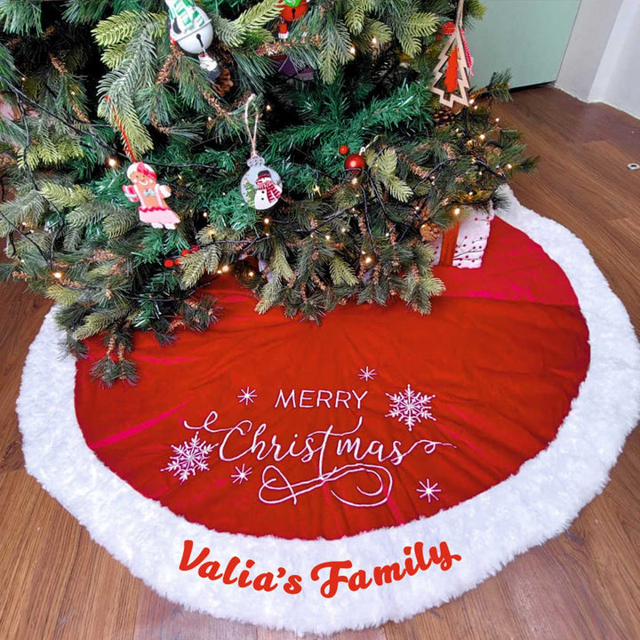 Personalized Handmade Elegant Velvet Fur Tree Skirt | 48 Inches