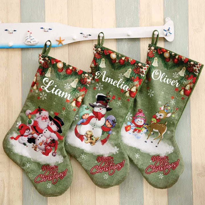 Personalized Snowman & Friends Felt Stockings For Christmas Decoration