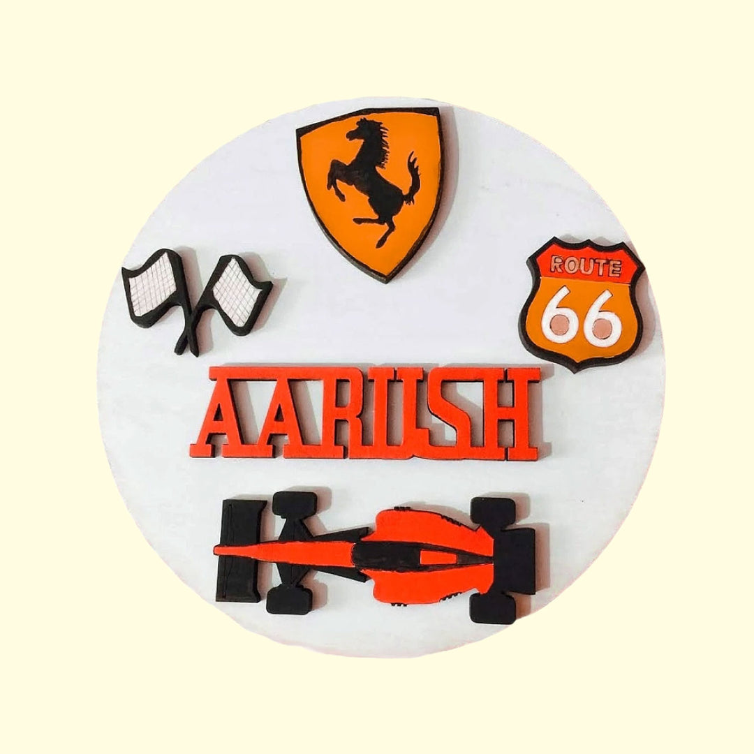 Racing Cars Theme Kids Nameplate