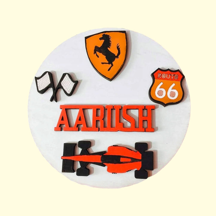 Racing Cars Theme Kids Nameplate