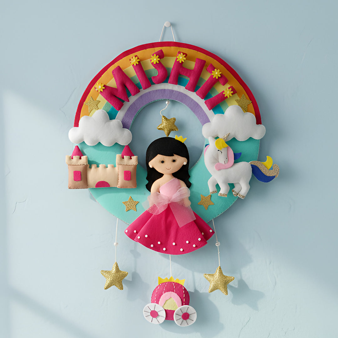 Hand-stitched Princess Theme Felt Nameplate For Girls
