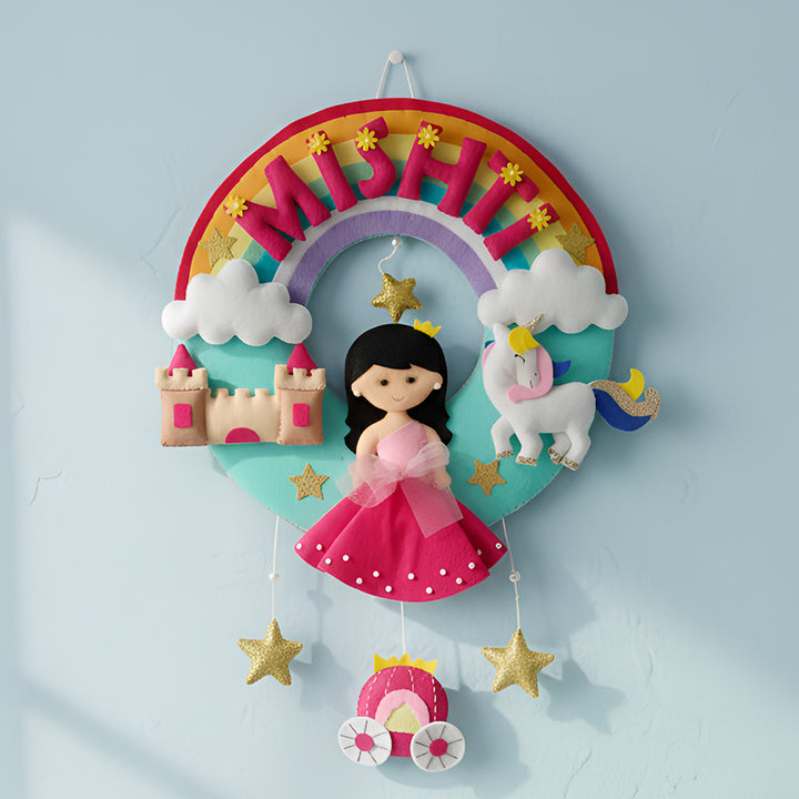 Hand-stitched Princess Theme Felt Nameplate For Girls