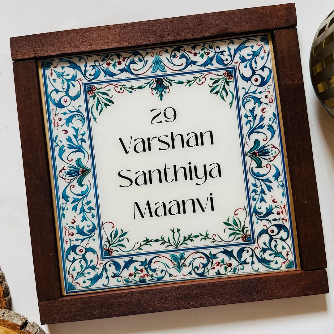 Personalized Blue & White Vintage Resin Name Plate
