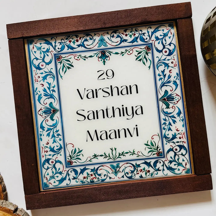 Personalized Blue & White Vintage Resin Name Plate