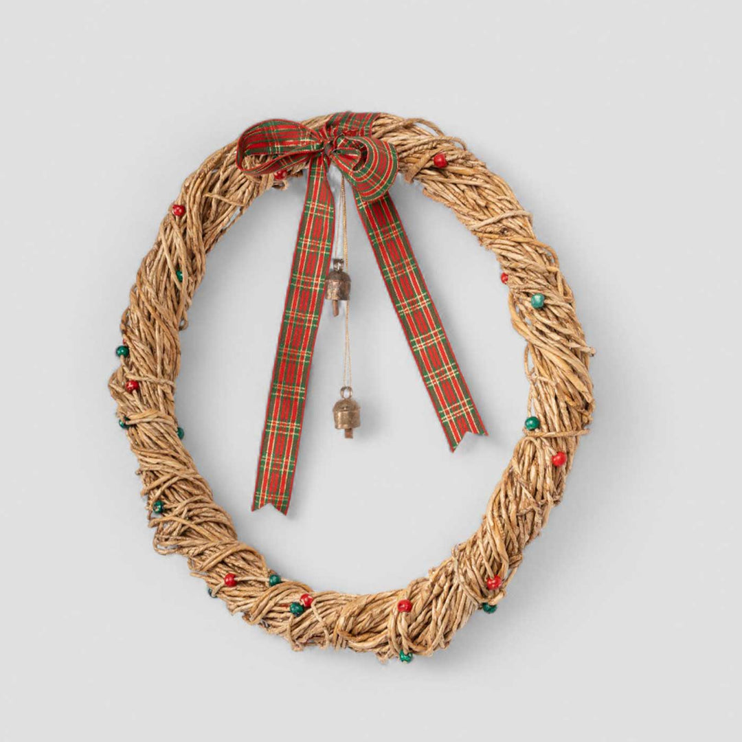 Lightweight Handmade Banana Rope Plaid Boow Bell Wreath