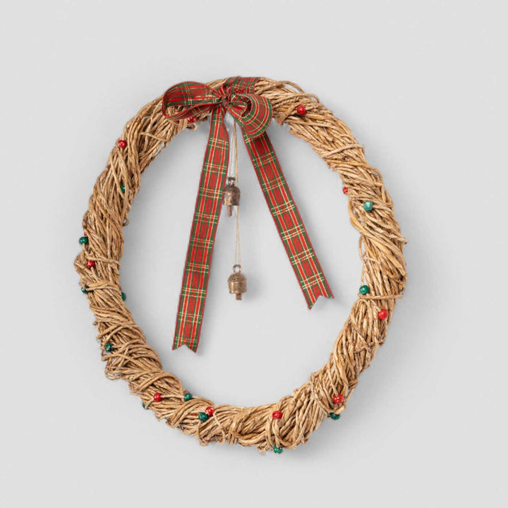 Lightweight Handmade Banana Rope Plaid Boow Bell Wreath