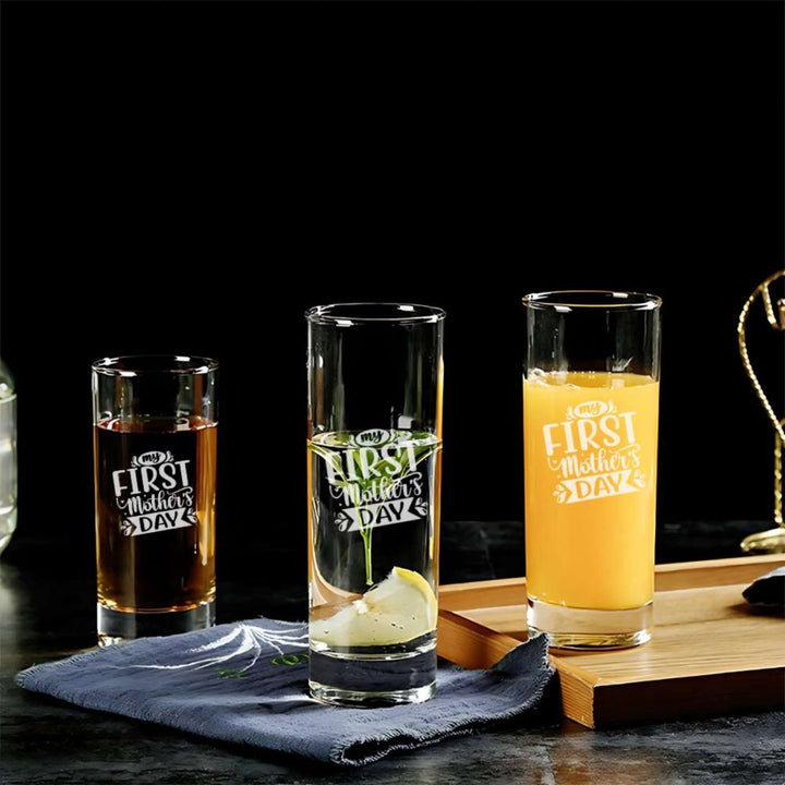 Engraved First Mother's Day Theme Shot Glass | Set of 2 | 65 ml