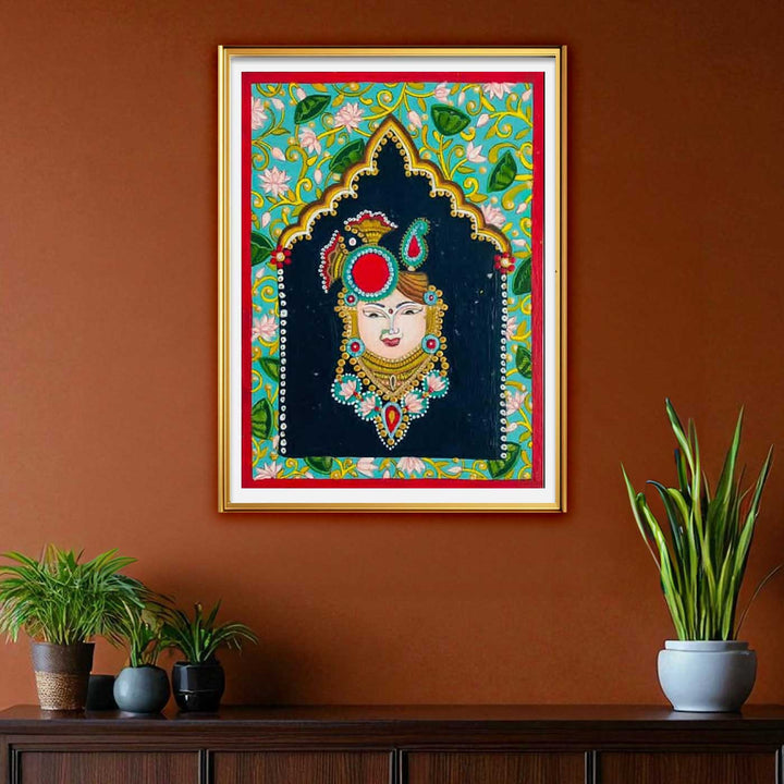 5.7 X 7.8 Inch | Handmade Paper Shree Nathji Painting