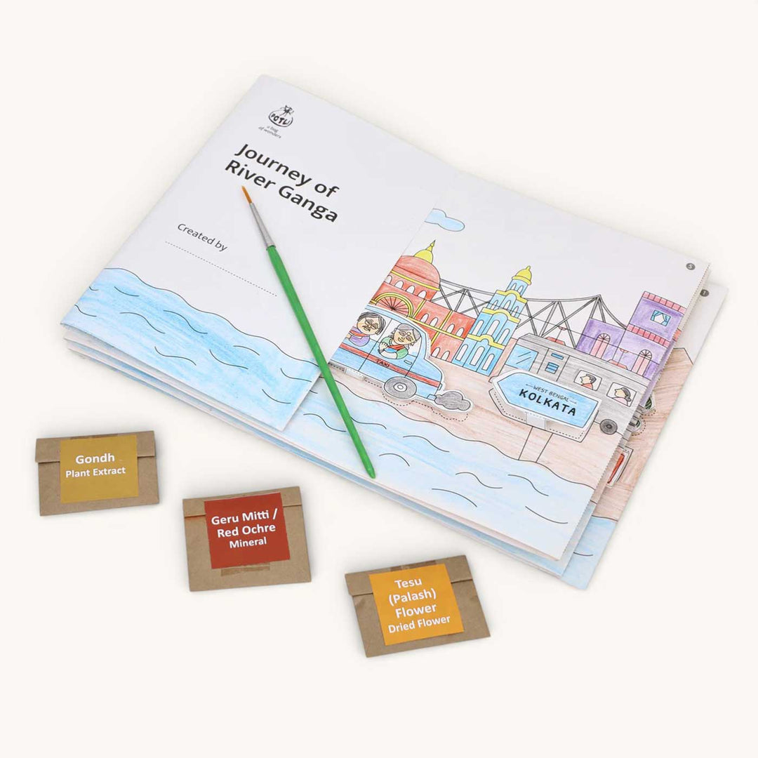 Ganga Rivers of India DIY Kit | 11 Coloring Templates, 1 Map Of India And Instruction Sheet