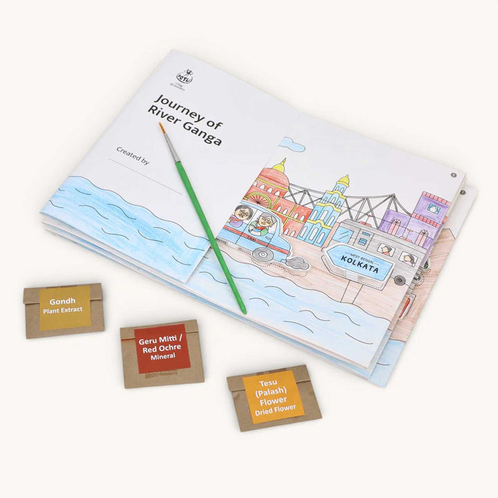 Ganga Rivers of India DIY Kit | 11 Coloring Templates, 1 Map Of India And Instruction Sheet