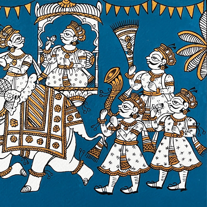11 X 7.5 Inch | Royal Procession Paper Phad Painting