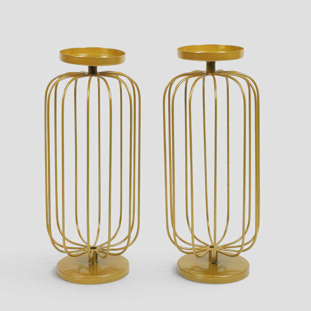 Set of 2 | Handmade Wired Oval Metal Tealight Holders For Festive Decor