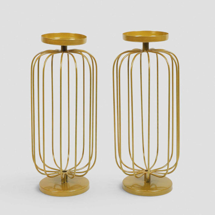 Set of 2 | Handmade Wired Oval Metal Tealight Holders For Festive Decor