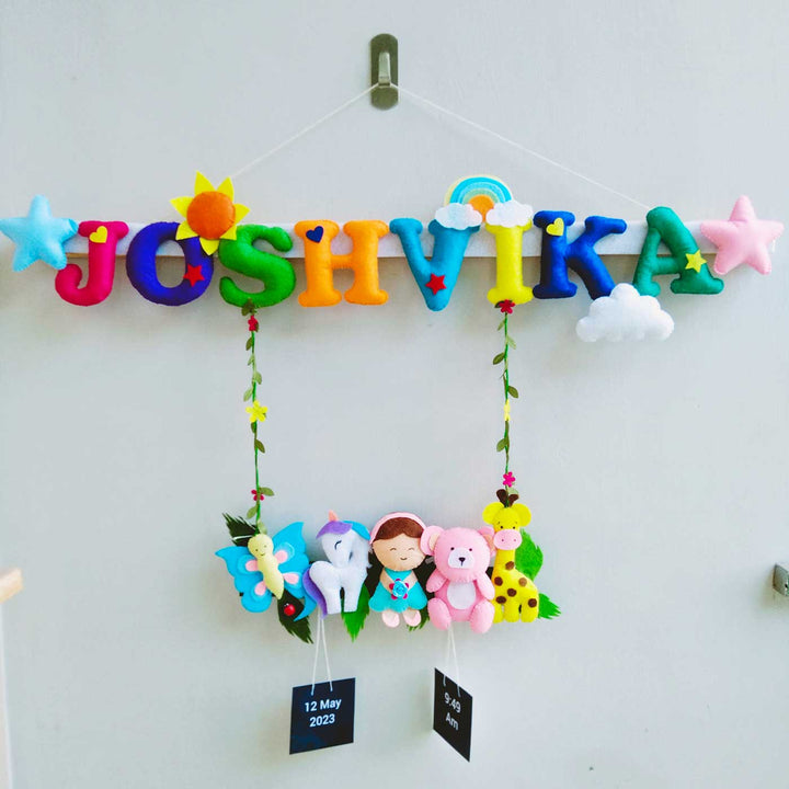 Personalized Girls Unicorn & Jungle Theme Felt Kids Name Plate