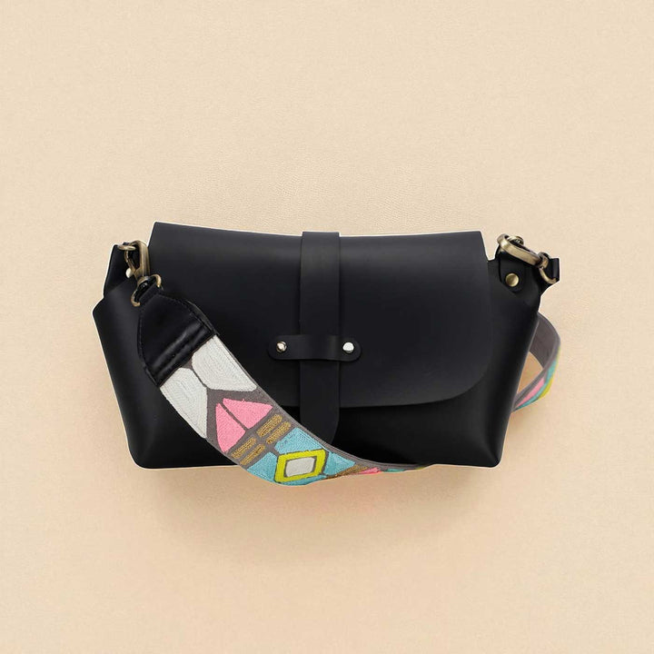 Handmade Grey Colorful Design Canvas Bag Strap