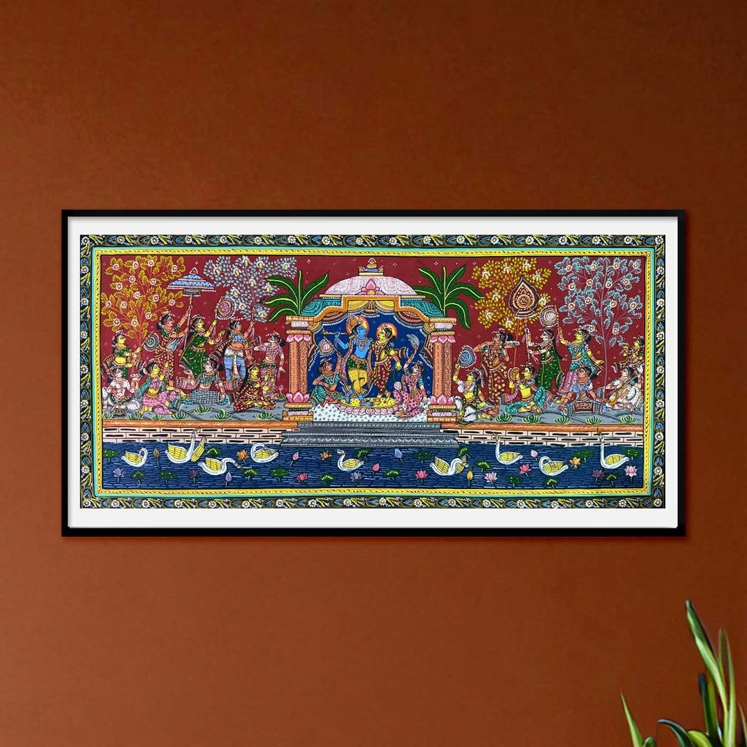 18 X 40 Inch | Handmade Canvas Yamunaras Painting