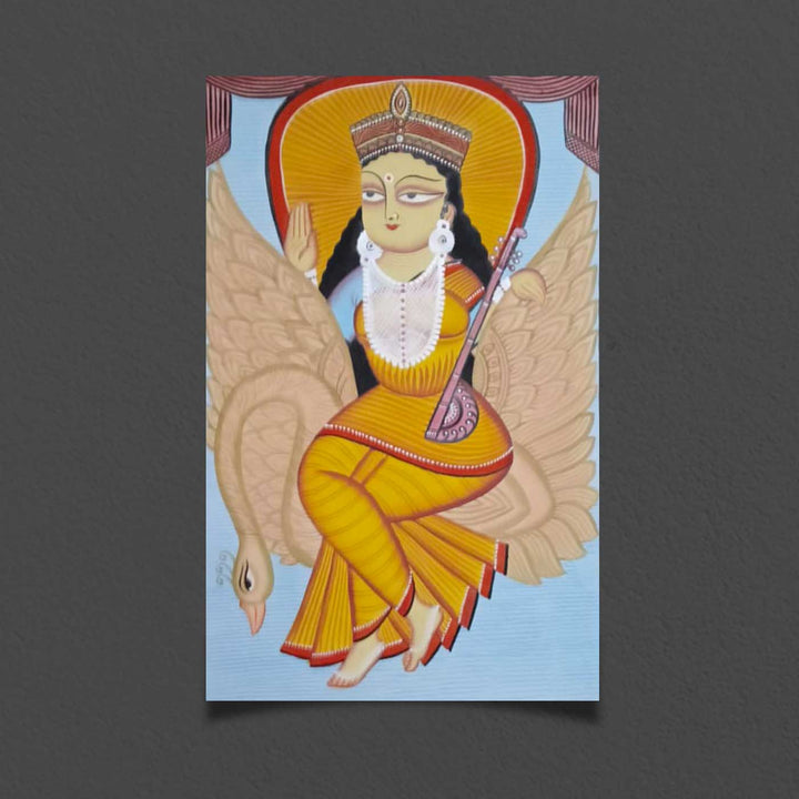14 x 22 Inch | Wings of Wisdom | Original Hand Painted Kalighat Painting | Natural Colors On Paper