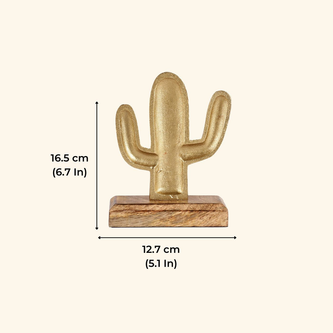 Handmade Gold 'Cactus' Decor Showpiece