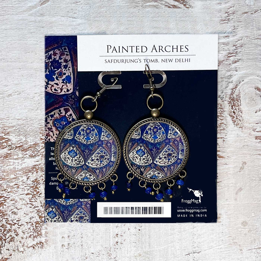 Safdarjung Tomb Inspired Blue Geometry Metal Earrings