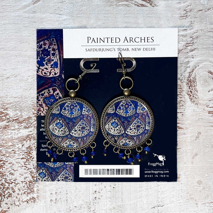 Safdarjung Tomb Inspired Blue Geometry Metal Earrings