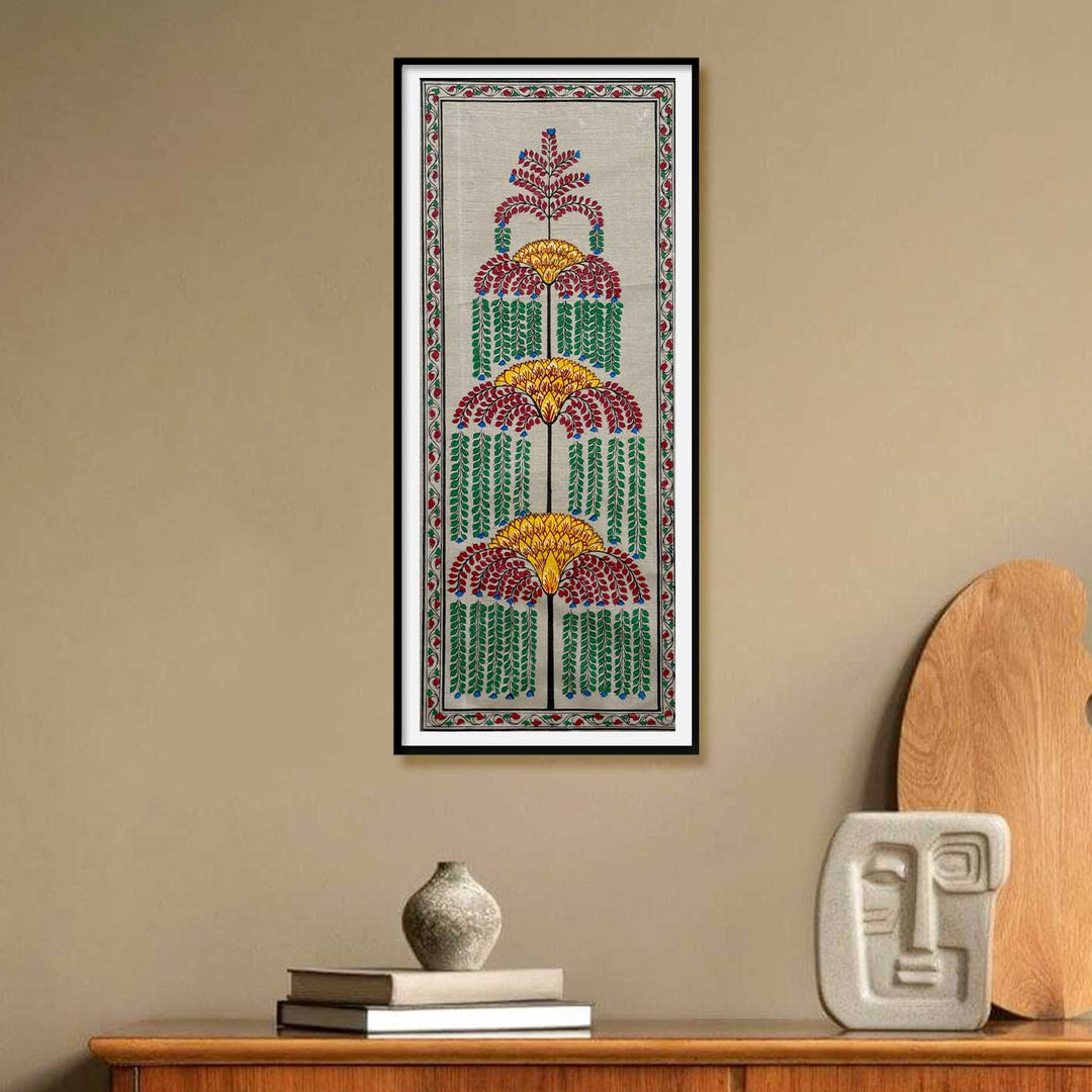 16 X 6 Inch | Handmade Tussar Silk Tree Of Life Painting