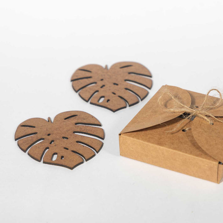Monstera Leaf MDF Laser-Cut Tropical Chic Coaster Set  | Set of 6