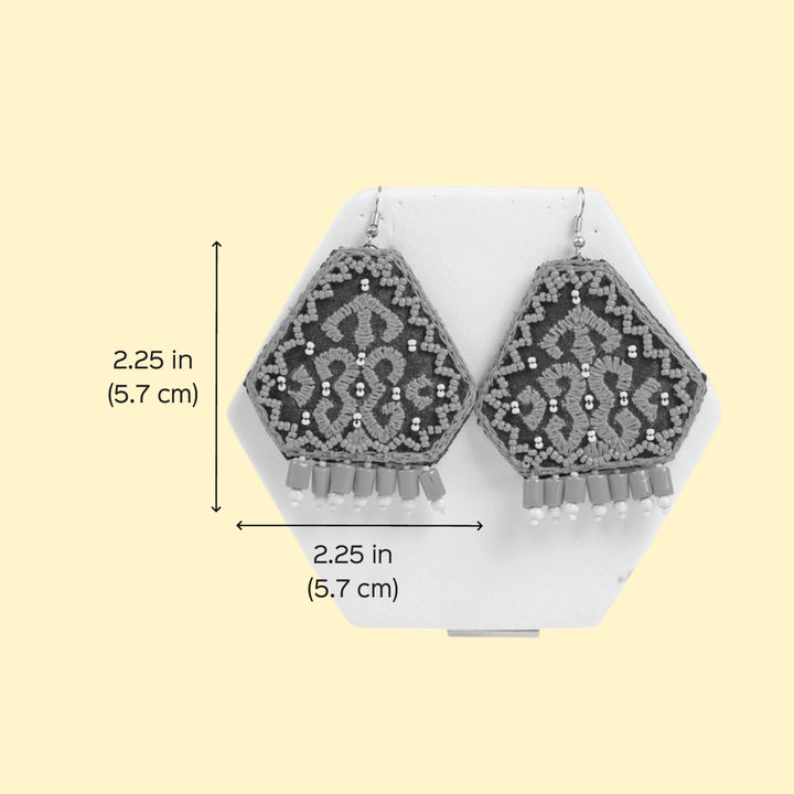 Hand Embroidered Beaded Pink & Orange Earrings