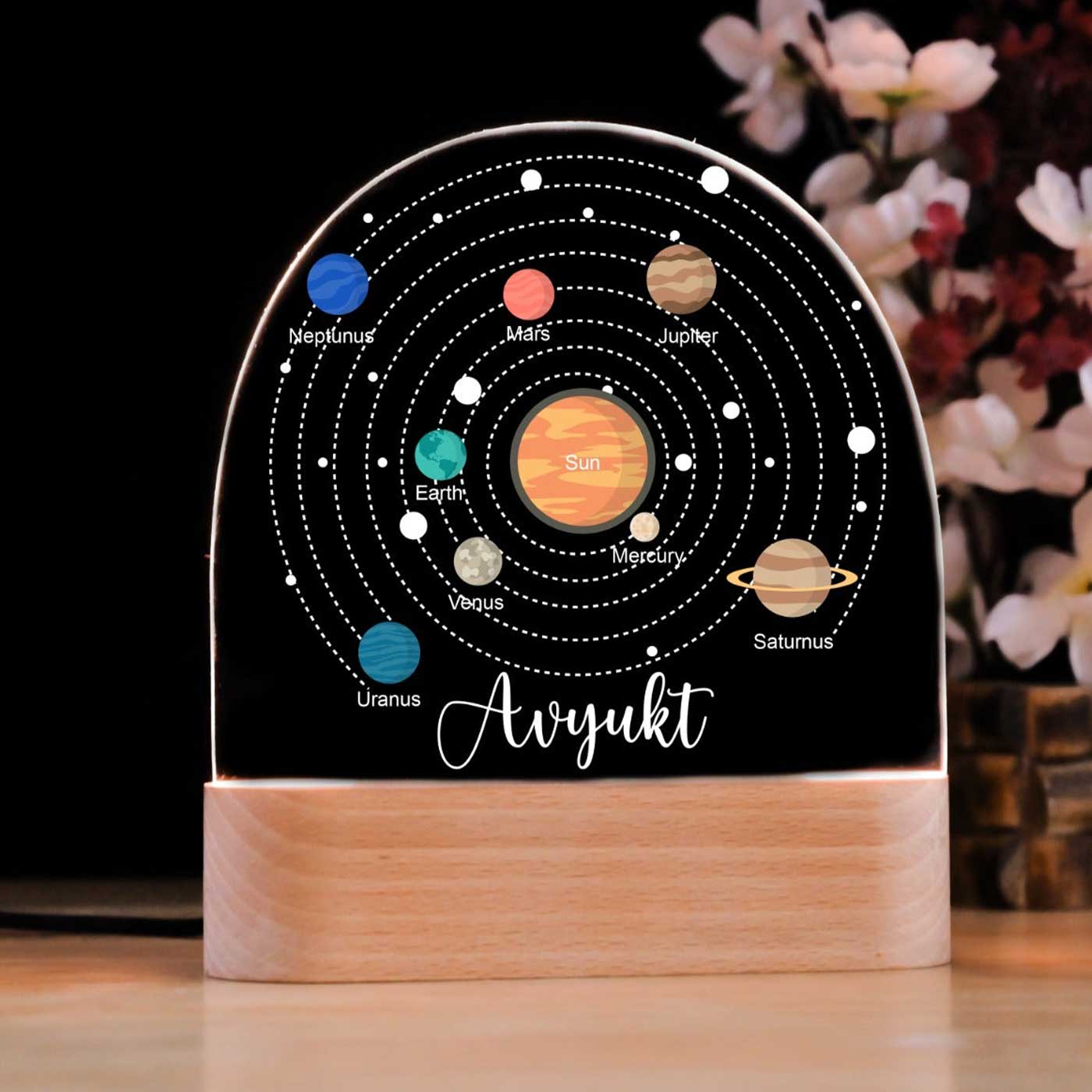 Buy Personalized Solar System Theme Acrylic LED Table Lamp Online On Zwende