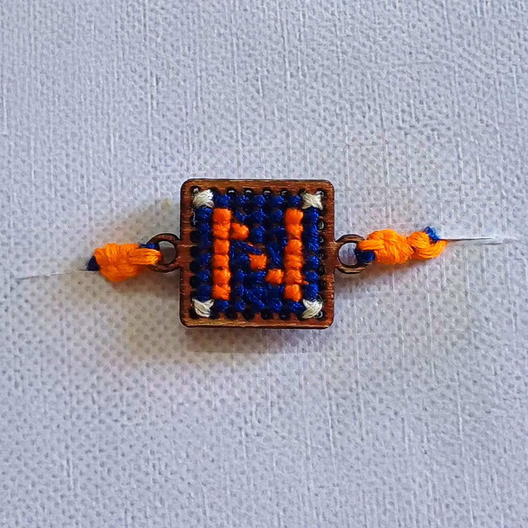 Personalized Handmade Letter Wooden Rakhi With Roli Chawal For Brother
