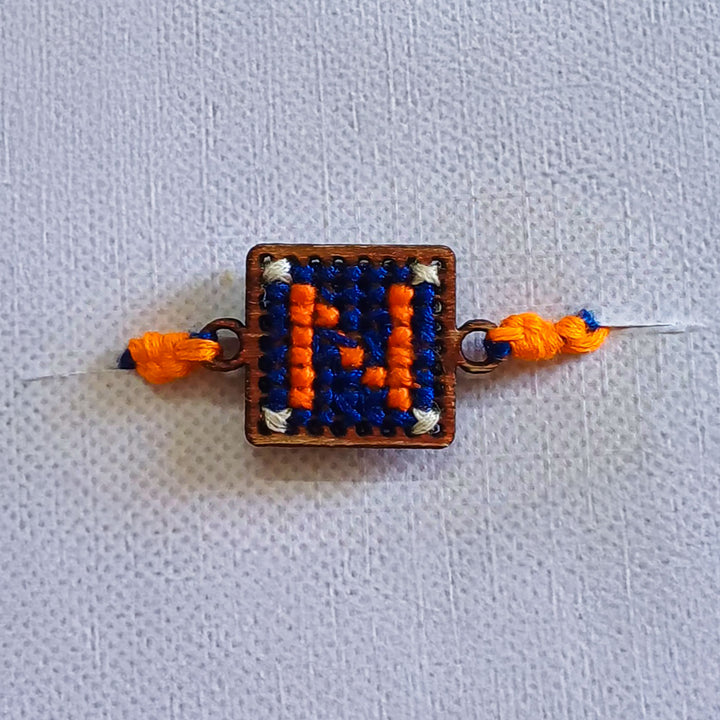 Personalized Handmade Letter Wooden Rakhi With Roli Chawal For Brother