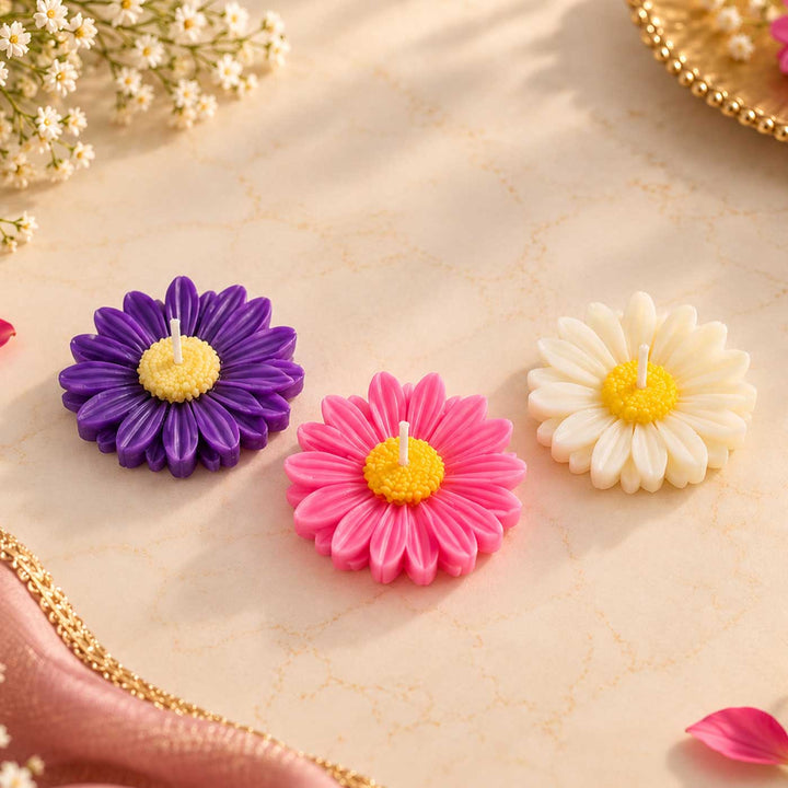 12 pc | Handmade Daisy Mogra Scented Soy Wax Floating Candle