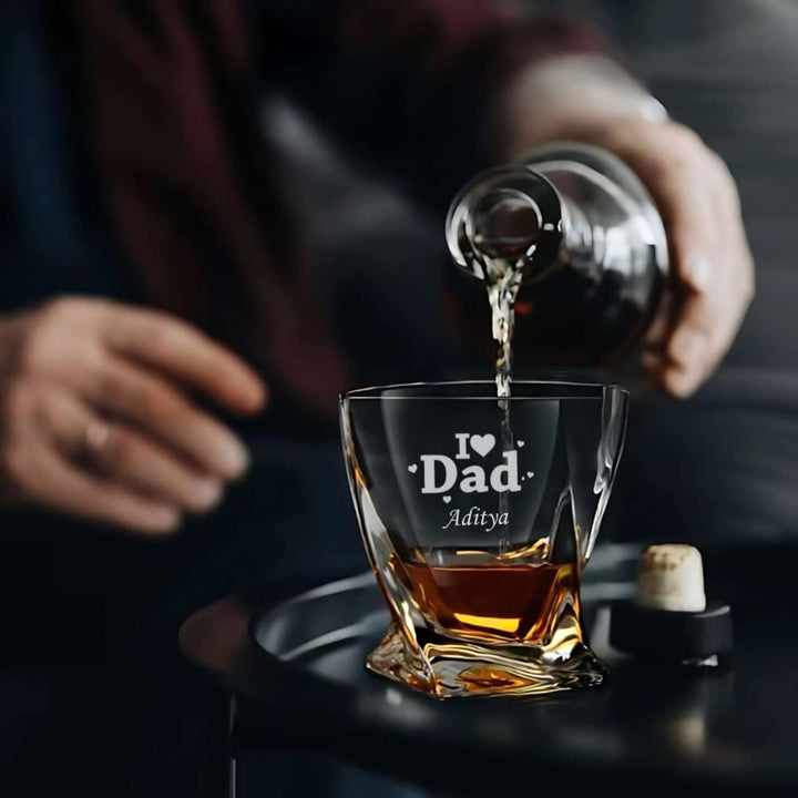 Personalized  Engraved I Love Dad Theme Whiskey Glass | 310 ml