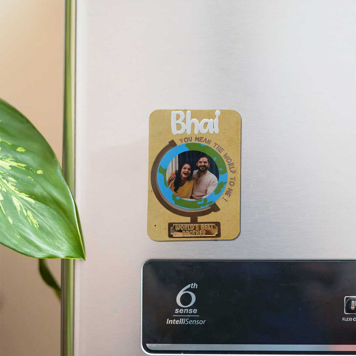 Photo Personalized Handmade World's Best Brother Theme Mdf Wood Fridge Magnet