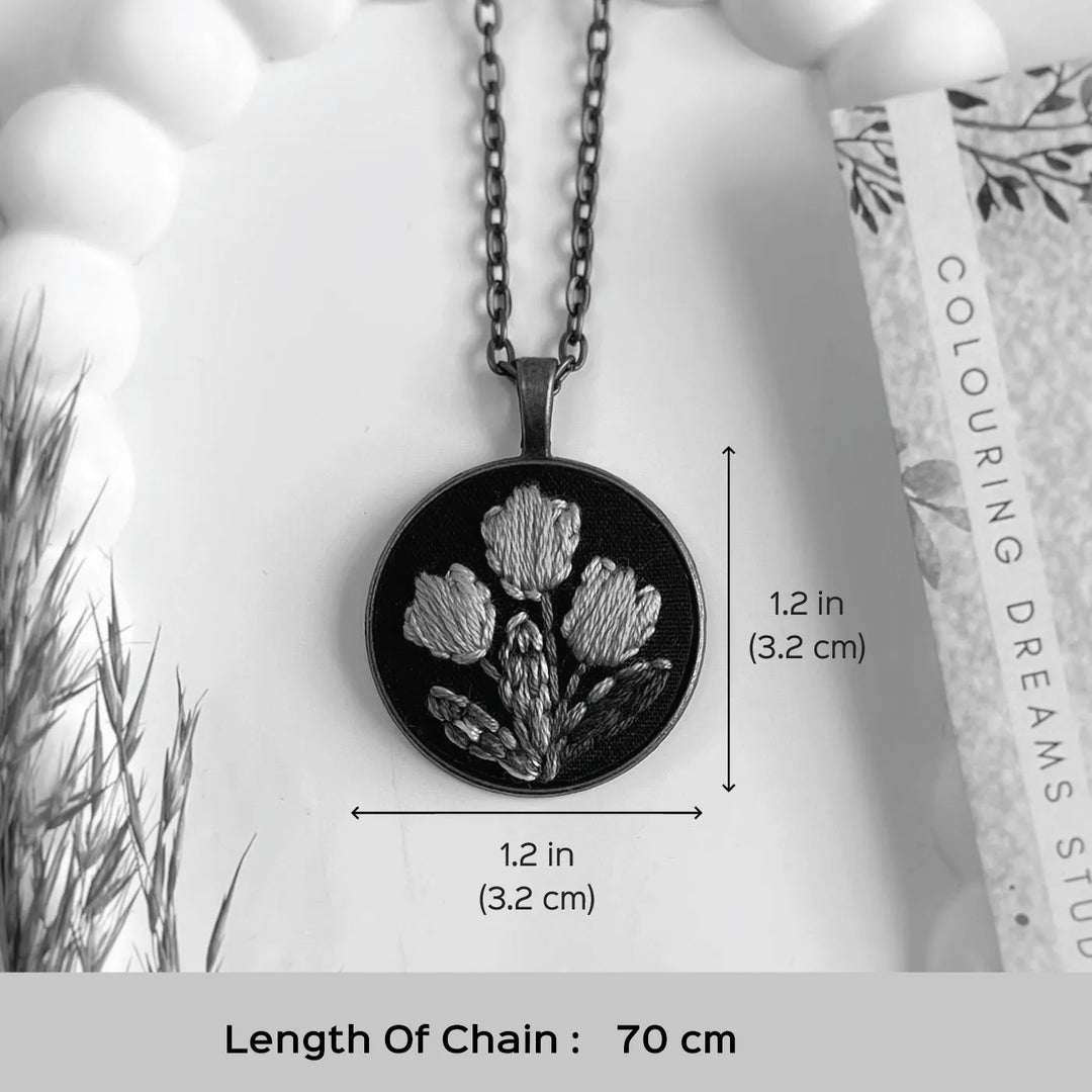 Hand Embroidered Garden's Tale Antique Finish Necklace