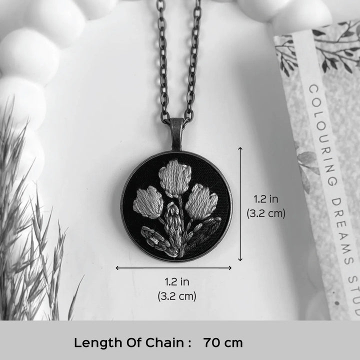 Hand Embroidered Garden's Tale Antique Finish Necklace