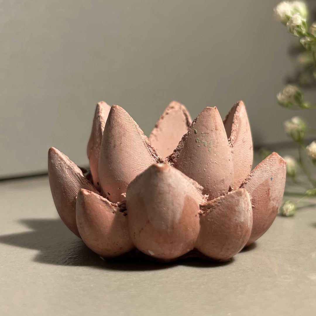 Handmade Glow Concrete Gift Hamper | Includes 1 Urli, 1 Flower Candle Holder, 1 Ganesha With Stand, 4 Succulent