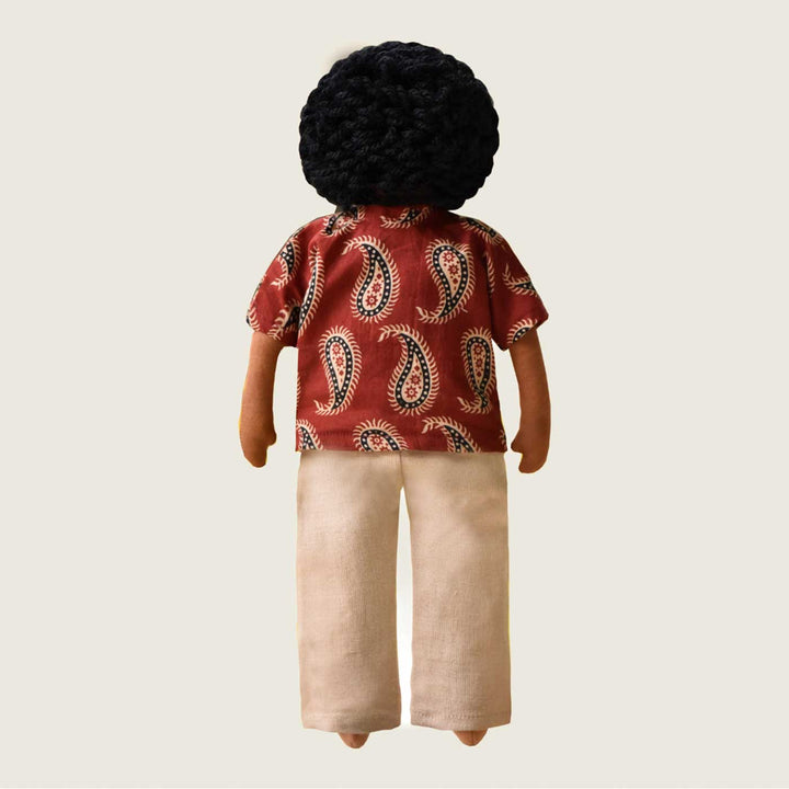 Nilah's Appa (Father) In Maroon Shirt | Soft Hand-Stitched Sustainable Indian Play Doll