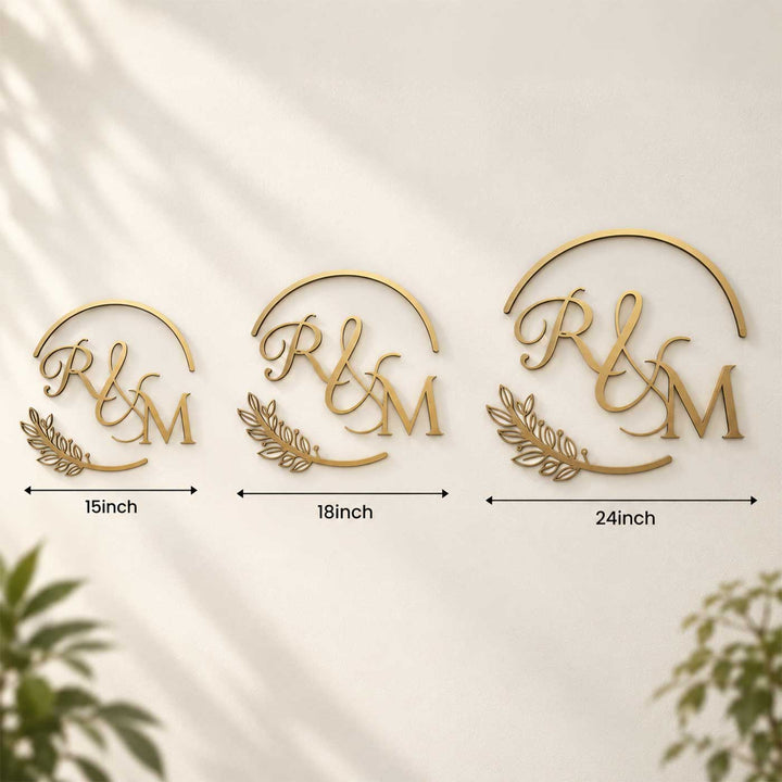 Personalized Monogram Initials Laser Cut Mild Steel Name Plate For Couples