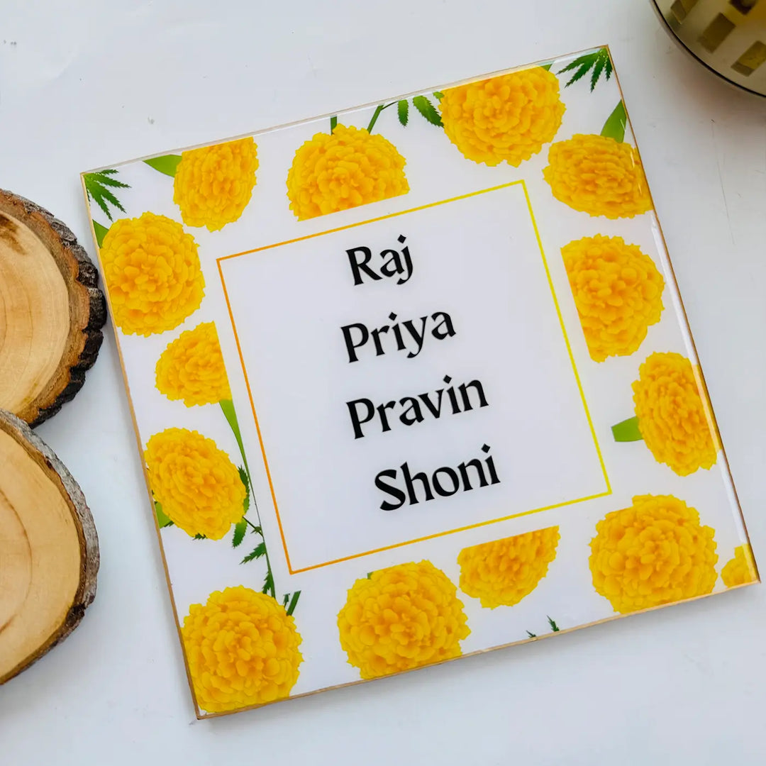 Personalized Marigold Theme Resin Name Plate