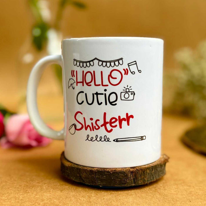 Photo Personalized Sinchan Theme Gift Hamper For Sisters | Includes 2 Pair Socks, 1 Keychain, 1 Mug, 1 Fridge Magnet & 1 Card Wallet